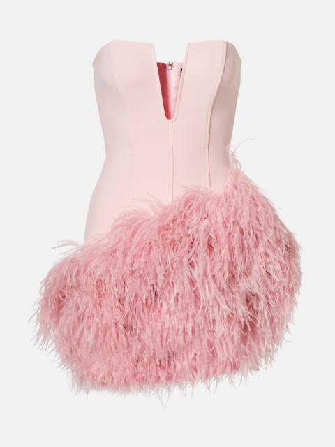 Feather-trimmed minidress