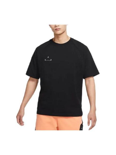 Men's Air Jordan SS22 23 Engineered Solid Color Logo Printing Round Neck Pullover Short Sleeve Black