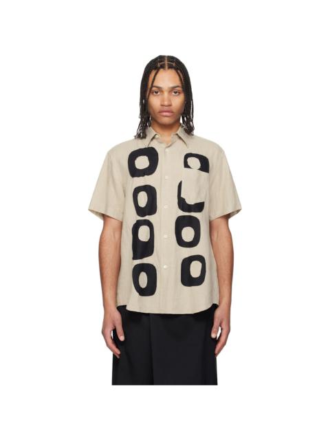 Beige Pattern Patchwork Linen Shirt