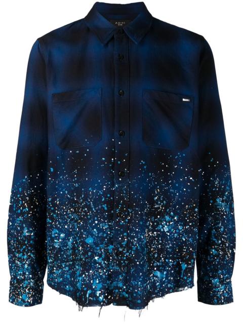 CRYSTAL PAINTER FLANNEL Casual Button-Down Shirts "Blue"