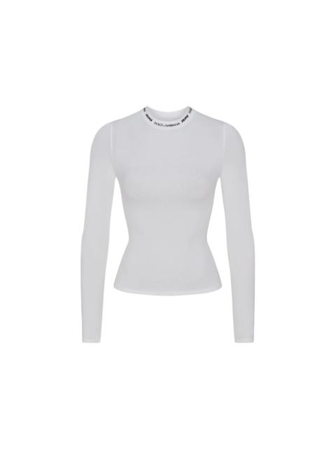 SKIMS x Dolce&Gabbana Cotton Jersey Long Sleeve T-Shirt Snow