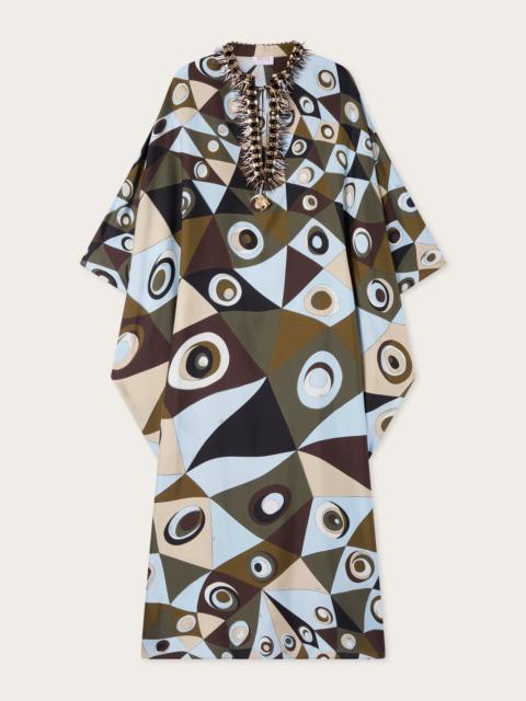 OCCHI PRINT SILK KAFTAN WITH EMBROIDERY