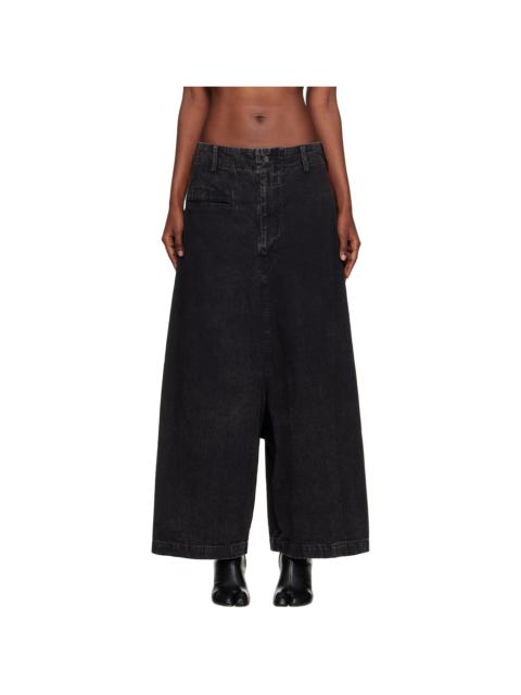 Black Backside Flared Wide Jeans