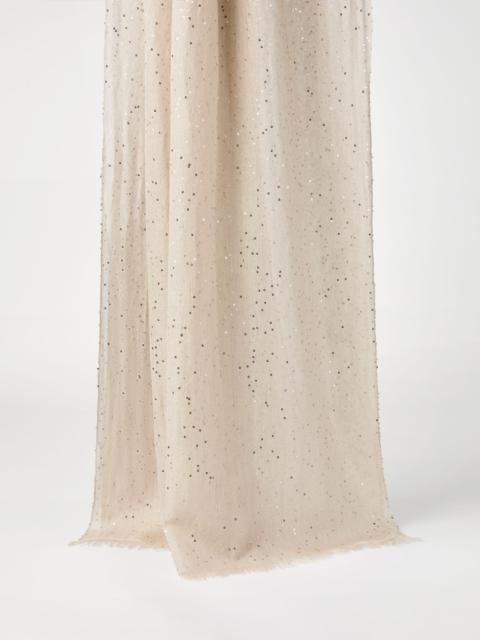 Lightweight cashmere and silk Diamond yarn knit scarf