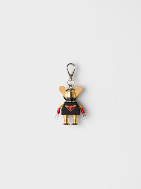 Plexiglas and Saffiano leather Robot keyring charm