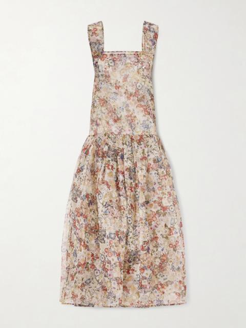 Amello Floral-print Silk-organza Midi Dress
