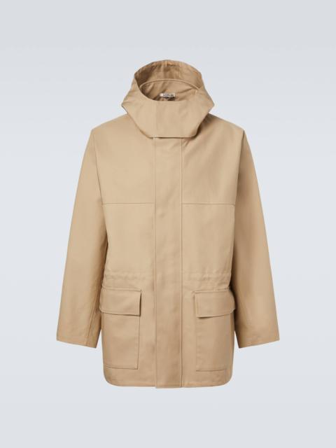Hooded cotton gabardine jacket