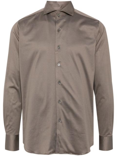 spread-collar cotton shirt
