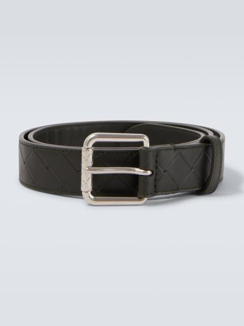 Intrecciato embossed leather belt