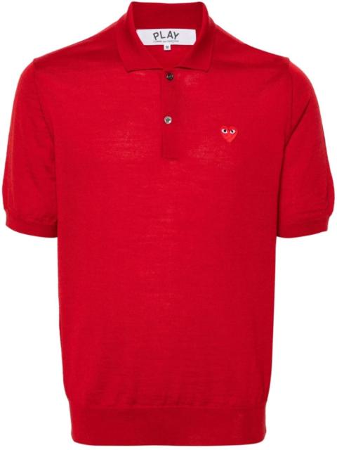 heart-patch wool polo shirt