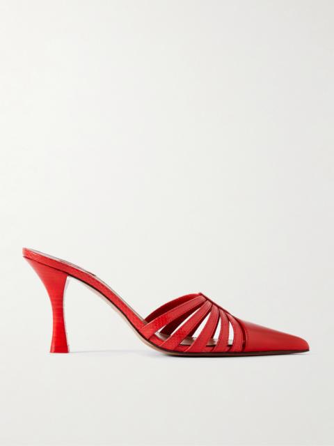 + Nadia Lee Cohen Patent And Snake-effect Leather Mules
