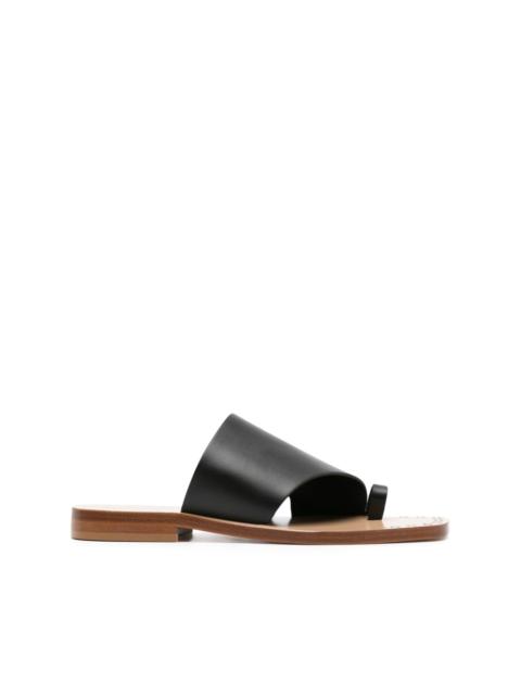 toe-strap leather slides