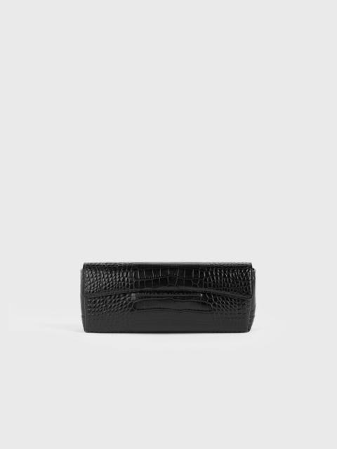 Soft croco-embossed t-clutch black