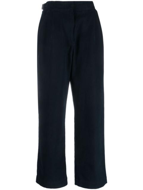 pleat-detail wide-leg cotton trousers