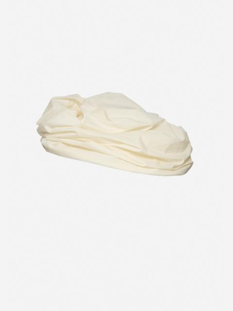Oversized crinkled taffeta draped hat in cream