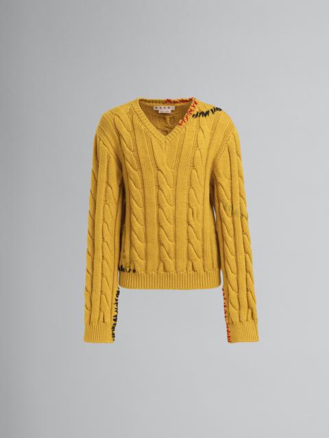 CEDAR YELLOW CABLE-KNIT SWEATER
