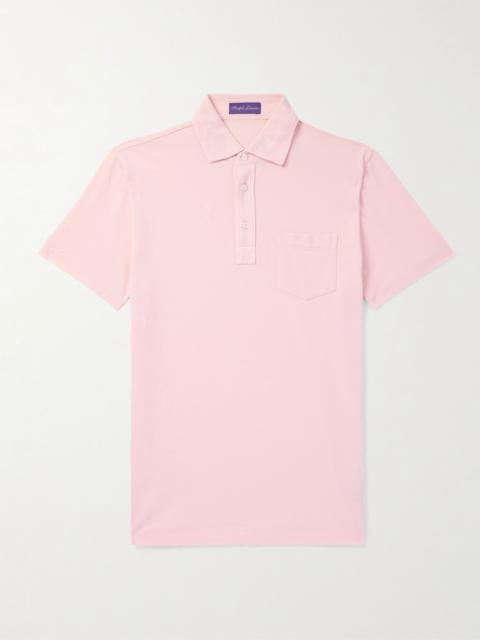 Slim-Fit Logo-Embroidered Cotton-Piqué Polo Shirt Pink
