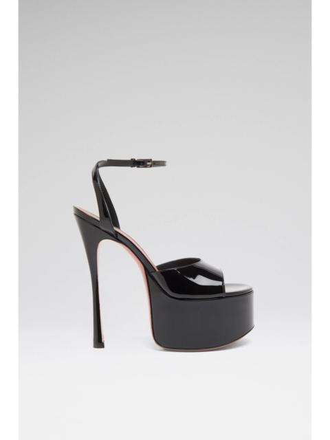 AYA SANDAL 155 BLACK PATENT AND SILVER BUCKLE