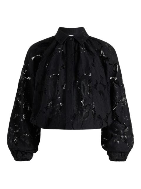 balloon-sleeve lace blouse