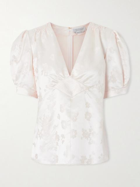 Oberon Floral-jacquard Silk-twill Blouse