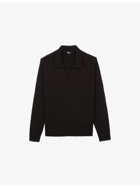 Open-Collar Long-Sleeve Wool Jumper