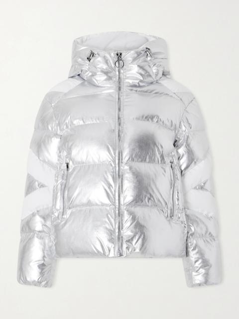 Charloy Hooded Quilted Padded Metallic Shell Jacket