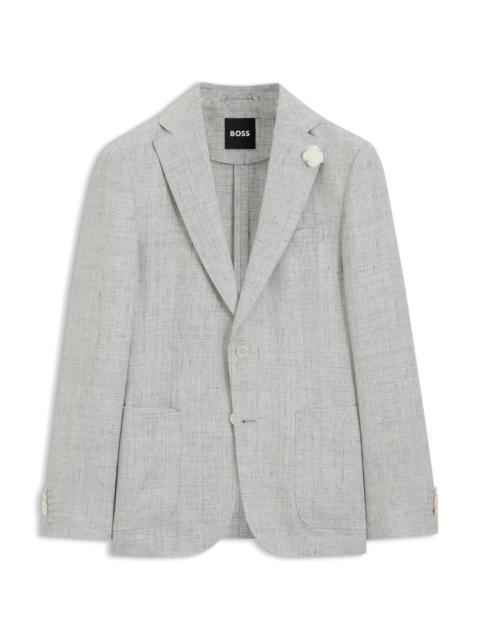 SLIM-FIT JACKET IN PATTERNED LINEN