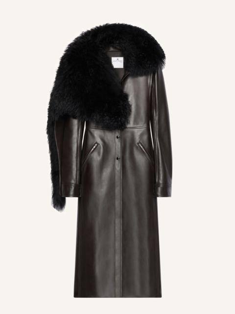 LONG LEATHER SHEARLING COLLAR COAT
