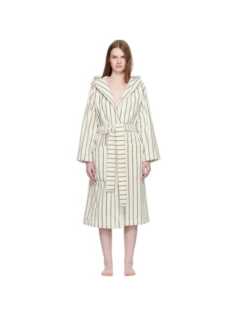 White & Green Terry Hooded Bathrobe