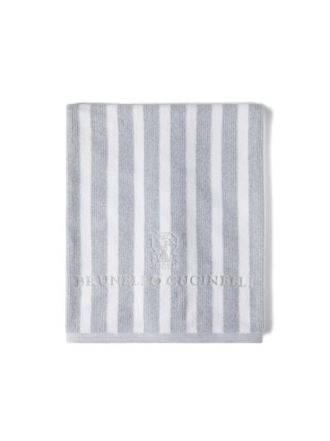 striped embroidered cotton beach towel