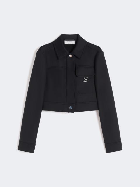 Short washed gabardine jacket - BLACK