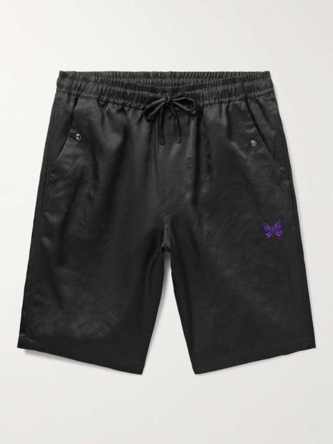 String Cowboy Straight-Leg Logo-Embroidered Sateen Drawstring Shorts