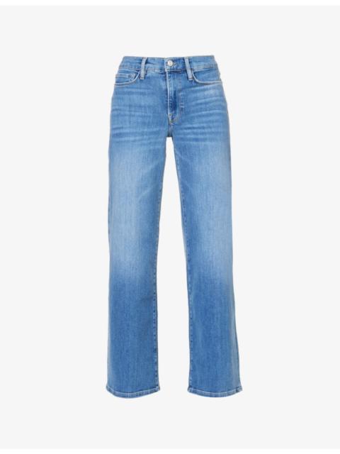 Le Palazzo wide-leg slim-fit stretch-denim jeans