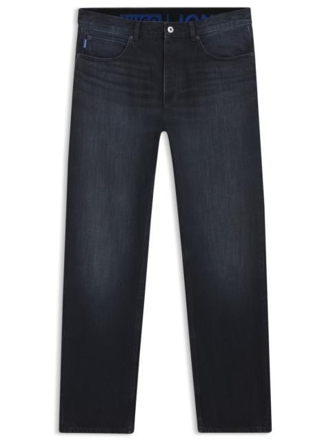 DARK-BLUE REGULAR-FIT JEANS IN STONEWASHED DENIM