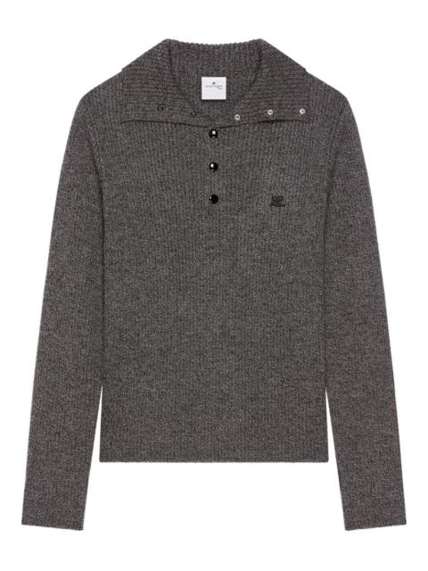 ribbed-knit polo top