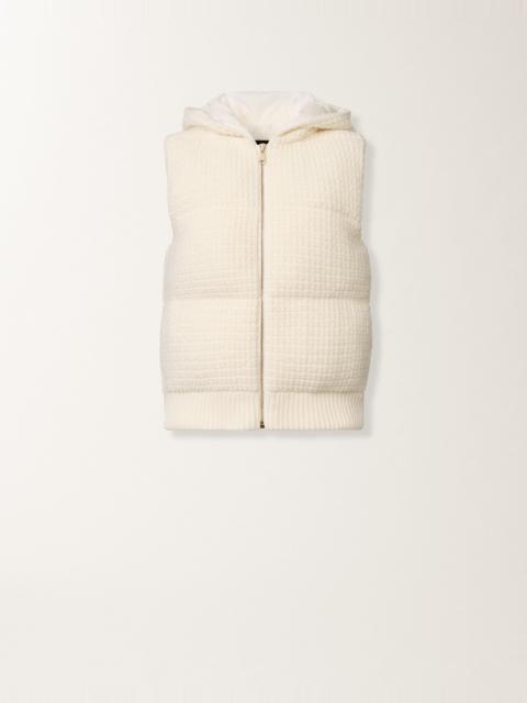 Down gilet in wool and silk with sequins