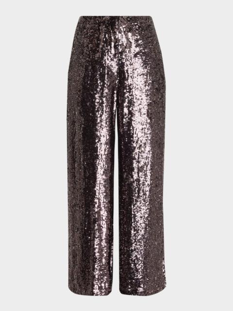 Adieu For Now Sequined Wide-Leg Pants