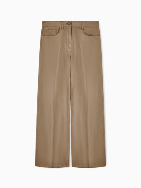TROUSERS IN CUPRO AND LINEN