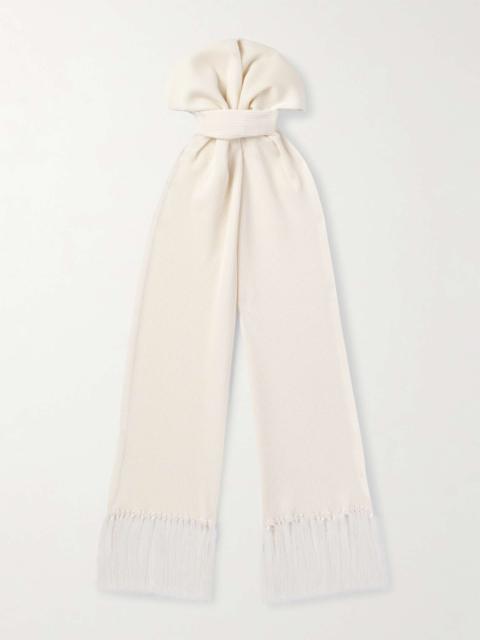 Tasselled Ribbed Silk-Blend Scarf