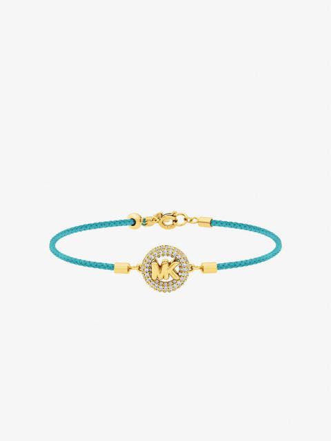 Pavé Gold-Tone Logo Corded Bracelet