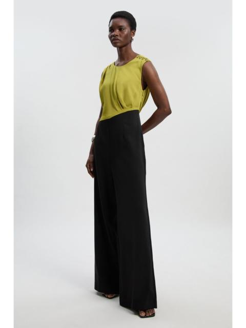 Soft Tailored Asymmetric Neck Wide Leg Jumpsuit