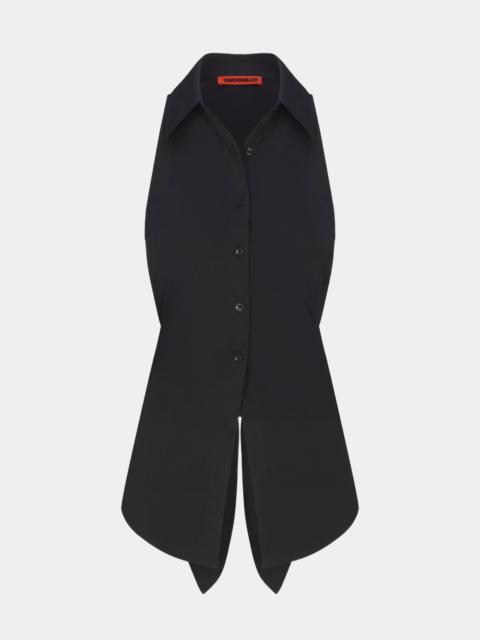 Loch Sleeveless Poplin Button Up In Black