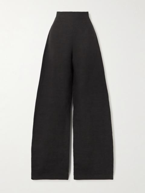 Fania Linen And Wool-blend Wide-leg Pants