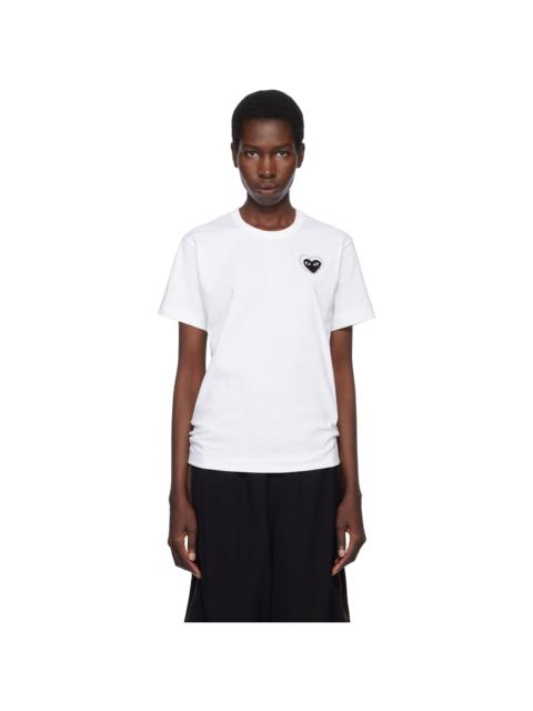 White Metal Stone Emblem Black Heart T-shirt