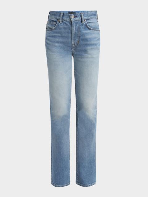 Summer Stone Washed Denim Straight-Leg Pants