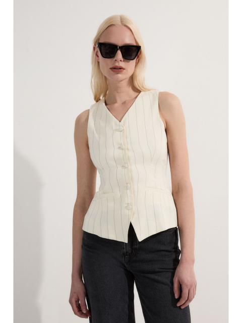 Premium Linen Viscose Pinstripe Tailored Waistcoat