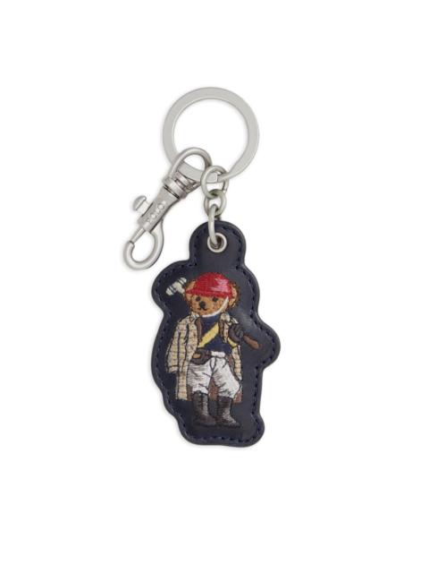 embroidered-polo bear leather key fob