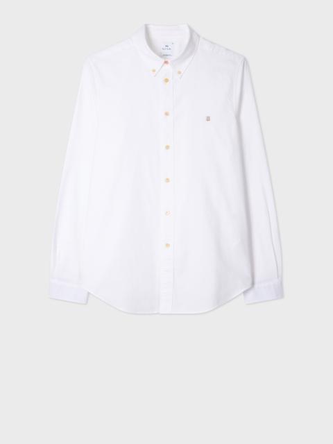 Tailored-Fit White 'Stitch Stripe' Oxford Shirt
