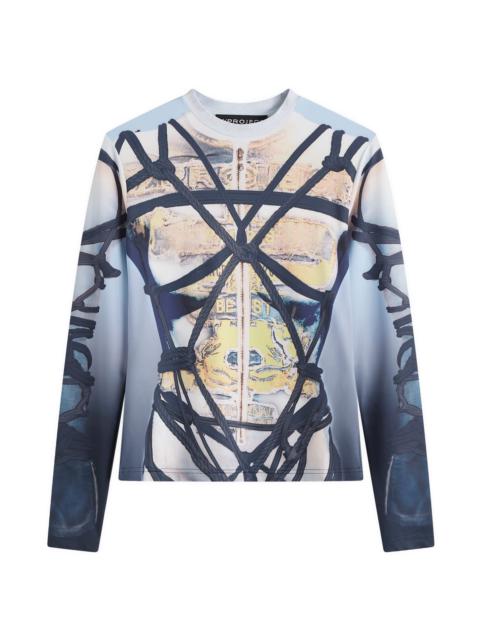 Y/Project Bondage Print Long Sleeve Fitted Top