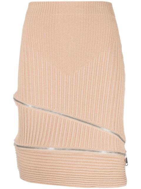 ribbed zip-detail skirt